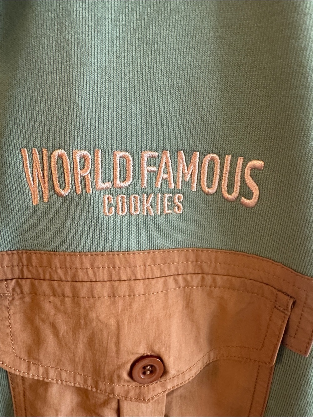 New! Cookies Workwear Zip Up Hoodie is styled in olive with rust-colored pockets - Picture 4 of 5